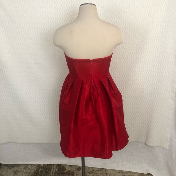 Mikael Aghal Red Pleated Mini Dress Sz 4 - Picture 3 of 6